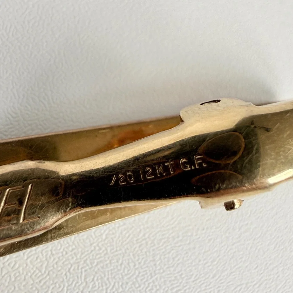 Vintage‎ Marvel 1/20 12K Gold Filled Etched Scroll Mens Tie Clip Bar